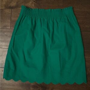 J Crew || green scalloped trim sidewalk skirt 0